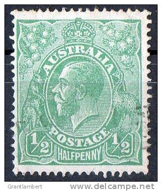 Australia 1918 King George V 1/2d Green - Large Multiple Wmk Used - Actual Stamp -  Nice - SG48 - Used Stamps