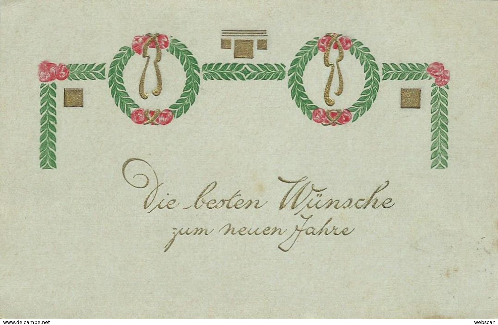 AK Neujahr Zierschleife Präge- & Golddruck Color 1906 #05 - Nieuwjaar
