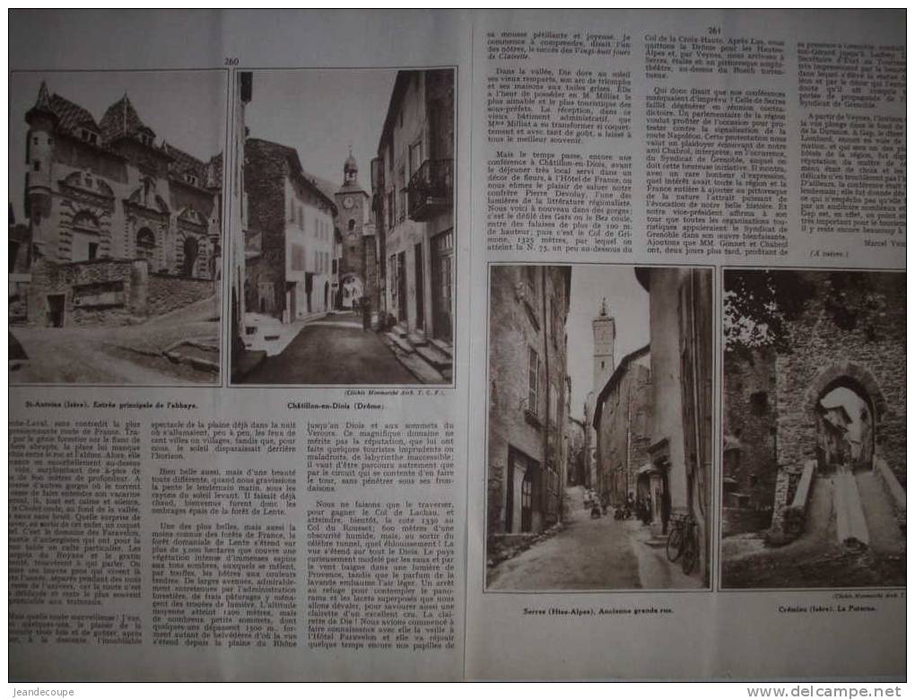 ARTICLE - REGIONNALISME - Isère - Pont En Royans - Abbaye De Saint Antoine - Serres - Crémieux - Dauphiné - 1931 - Documents Historiques