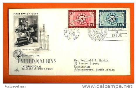 UNO NEW YORK 1956 FDC With Address Telecommunication 47-48 - Other & Unclassified