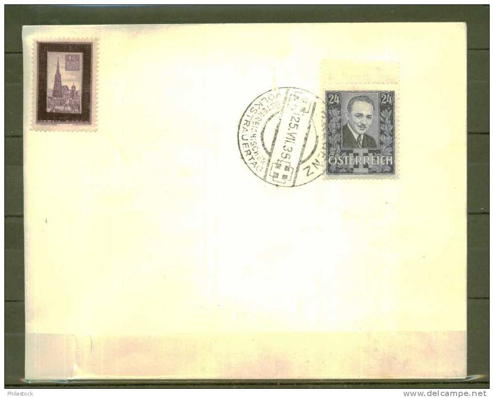 AUTRICHE 1935 N° 460 Obl. FDC S/Lettre Entiére + Vignette - Lettres & Documents