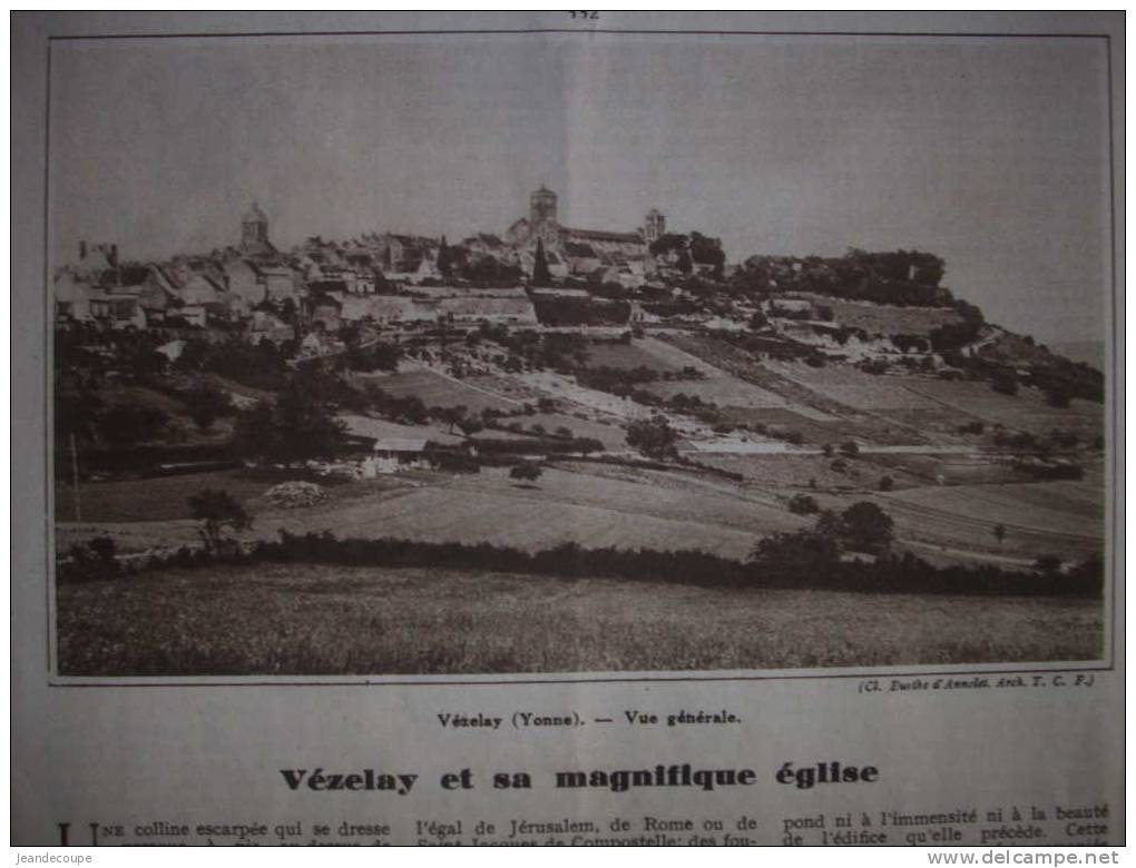 ARTICLE - REGIONNALISME - Vézelay - Yonne - Abbaye De Vézelay - Eglise De La Madeleine -  Narthex - 1930 - Historical Documents