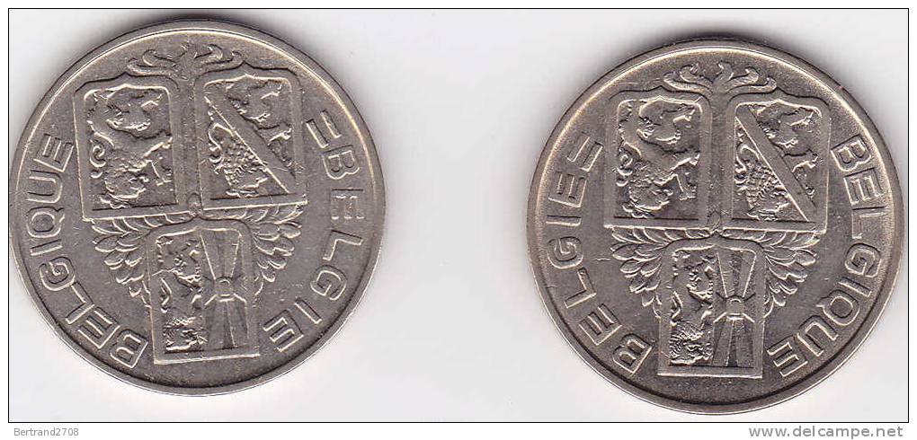 2 Pièces De Monnaie De BELGIQUE - 1 Franc