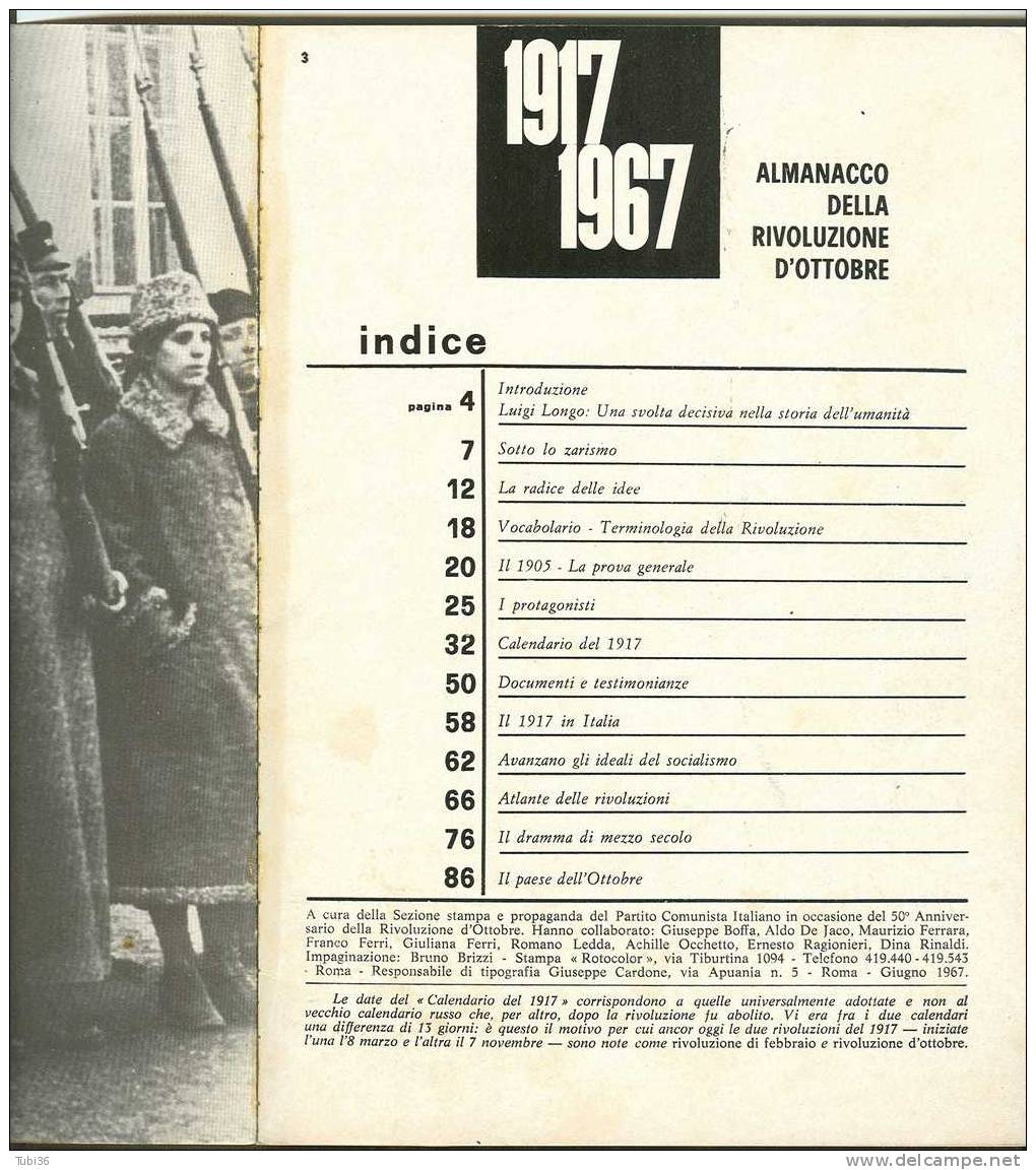 ALMANACCO DELLA RIVOLUZIONE DI OTTOBRE - 1917 / 1967 - INTRODUZIONE LUIGI LONGO  - STAMPA  1967 - Société, Politique, économie