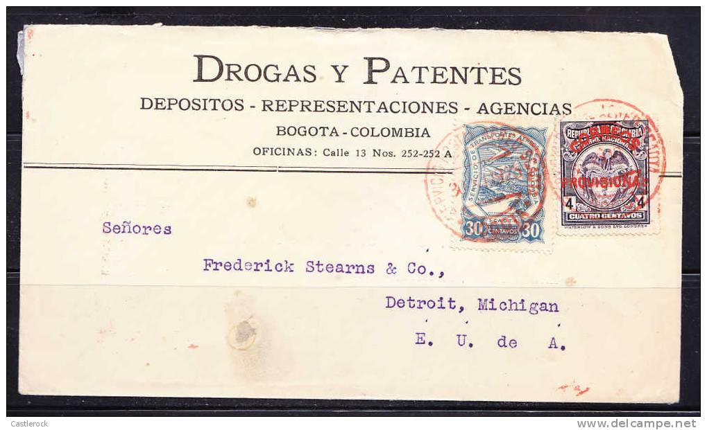 T)1925,COLOMBIA,SCADTA COVER TO USA,SCN C42,CORREOS PRIVISIONAL - Colombia