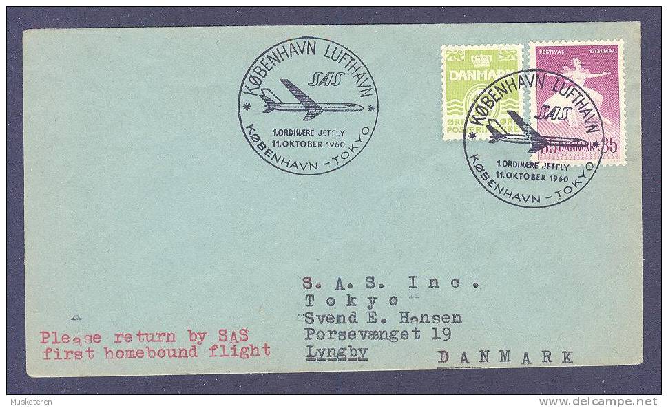 Denmark Airmail SAS 1st First Flight 1960 Cover København Lufthavn - Tokio Japan - Luftpost