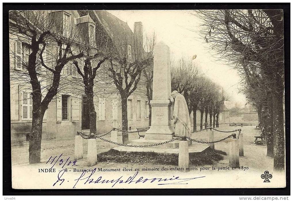 CPA  PRECURCEUR- FRANCE- BUZANCAIS (36)- MONUMENT AUX MORTS POUR LA PATRIE EN 1870- TRES GROS PLAN - Autres & Non Classés