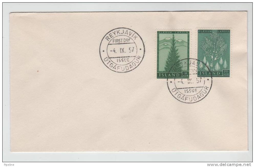 Iceland FDC 4-9-1957 Trees Complete Set - FDC