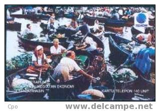 # INDONESIA S209 Pasar Terapung The Floating Market 140 Tamura 11.93  Tres Bon Etat - Indonésie