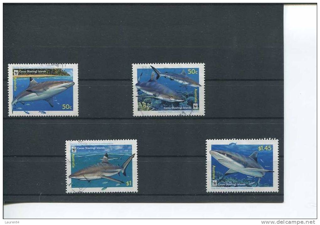 (555) Use Stamp Of Australia Cocos Island - Timbre Oblitere Australie Ile Cocos - Shark - Isole Cocos (Keeling)