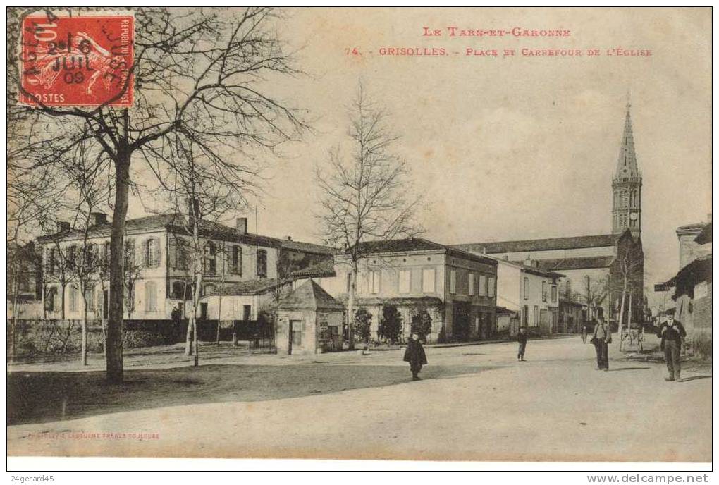 CPA GRISOLLES (Tarn Et Garonne) - Place Et Carrefour De L´église - Grisolles