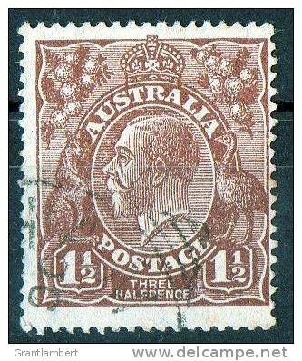 Australia 1918 King George V 1.5d Chocolate - Large Multiple Wmk Used - Actual Stamp - Centred Right - SG52a - Usati