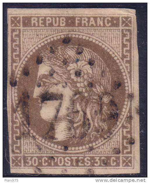 30c Bordeaux Brun Pâle (Y&T N° 47a, Cote 270€) - 1870 Emission De Bordeaux