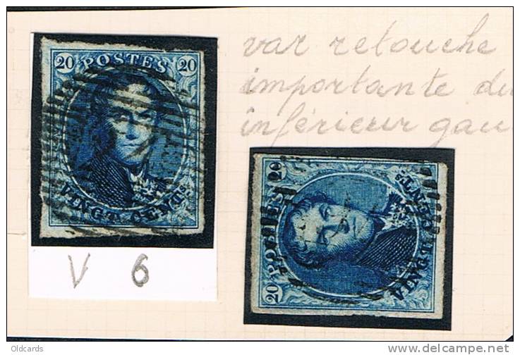 2 N°4 V6 Margés, 20c Bleu Obl VARIETE "retouche Du Feuillage Inf. Gauche". - 1849-1850 Medaillen (3/5)