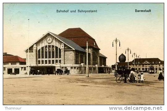 DARMSTADT .- Bahnhof Und Bahnpostamt - 1925  -  TRES BELLE CARTE ANIMEE - - Darmstadt