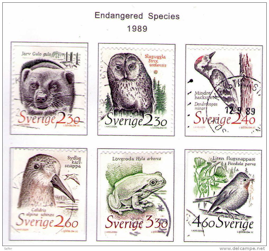 SCHWEDEN / SWEDEN / SVEZIA 1989  Endangered  Secies Gest / Used  / Usati - Gebruikt