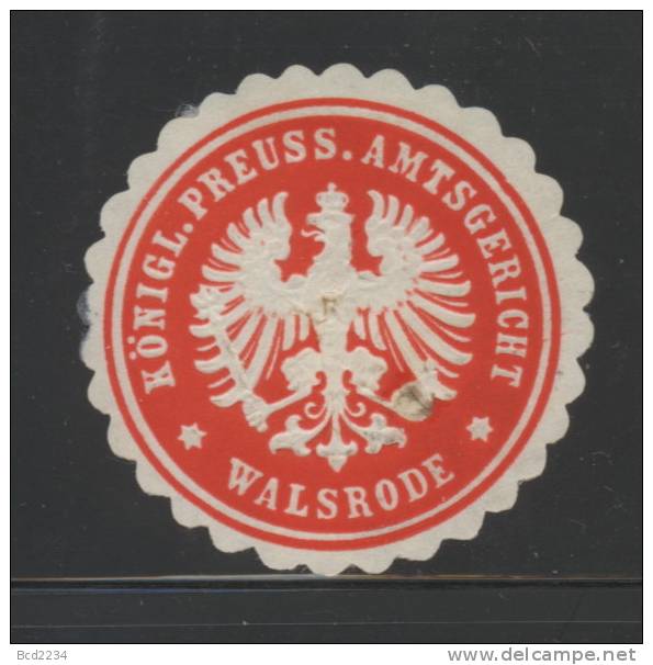 DEUTSCHSLAND PREUSSEN GERMANY PRUSSIA Siegelmarke K. Preussisches Amtsgericht - Walsrode - Seals Of Generality