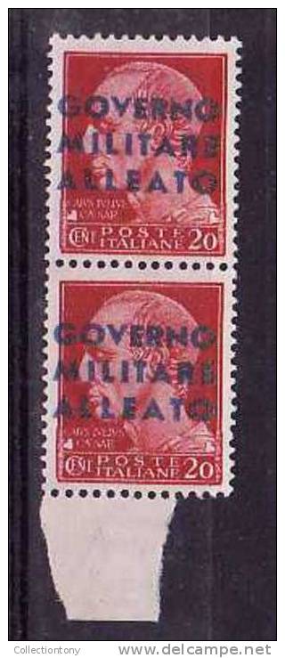 1943 - OCCUPAZIONE ANGLO-AMERICANA (NAPOLI) - TL - N.10 - COPPIA VERTICALE - VAL. CAT. 5.00€ - Anglo-Amerik. Bez.: Naples