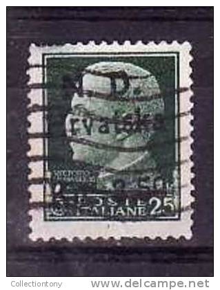 1944- OCCUPAZIONE CROATA  - USATO - N.1 - VAL. CAT. 100.00€ DIFETTOSO SPELLATO AL RETRO - Kroatische Bez.: Sebenico & Spalato