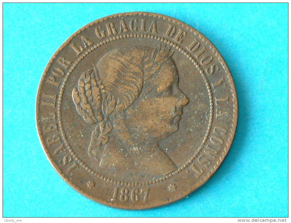 1867 OM - 5 CENTIMOS DE ESCUDO / 7 Pointed Star For Seville - KM 635.5 ( For Grade, Please See Photo ) ! - Autres & Non Classés