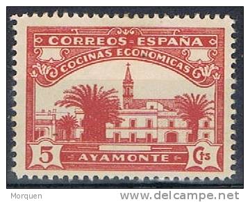 Cocinas Economicas AYAMONTE (Huelva) 5 Cts Carmin Oscuro, Guerra Civil ** - Spanish Civil War Labels