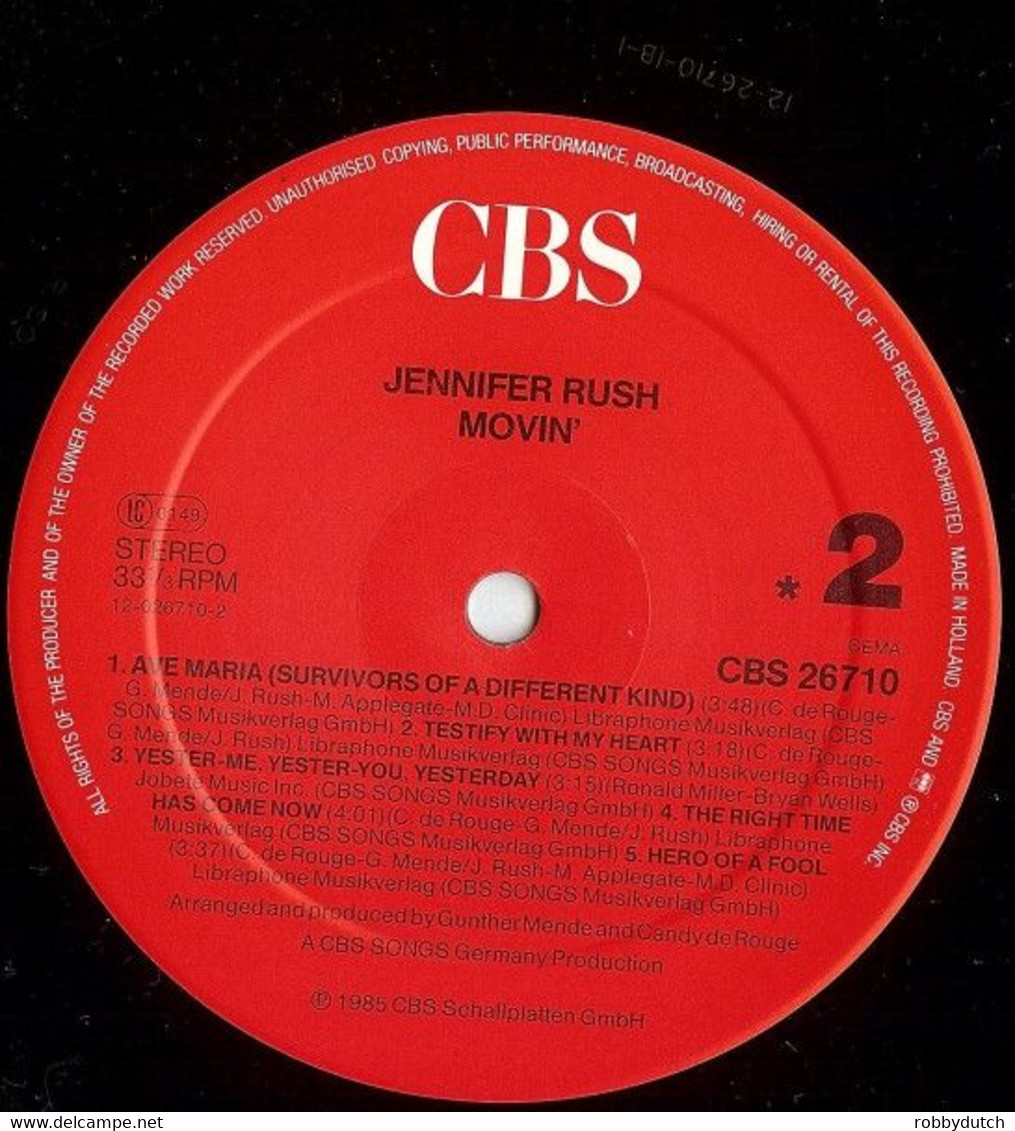 * LP *  JENNIFER RUSH - MOVIN' (Holland 1985 Ex-!!!) - Disco, Pop