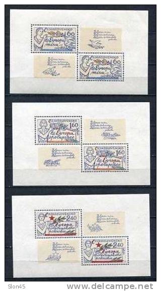 Czechoslovakia 1977 Three Sheets Sc 2136-8 Mi 2407-9 MNH 2 Stamps+2 Ornaments - Unused Stamps