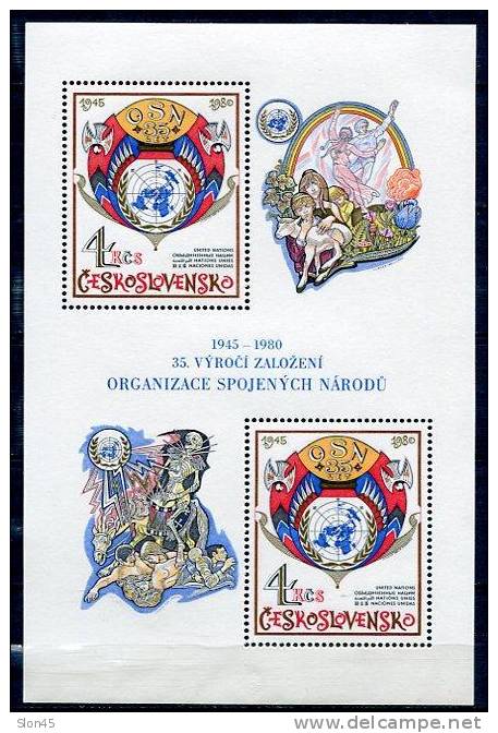 Czechoslovakia 1980 Sheet  Sc 2316 Mi Block 41 MNH UN 35th Anniv. - Unused Stamps