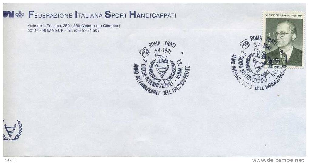 ITALIA - ANNULLO GIOCHI INTERNAZIONALI  HANDICAPPATI - ROMA 1981- SPORT - Handicap