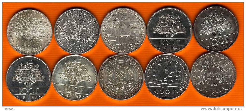 **** LOT 10 PIECES DE 100 FRANCS COMMEMORATIVES DIFFERENTES EN ARGENT  **** EN ACHAT IMMEDIAT !!! - Andere & Zonder Classificatie