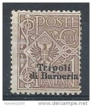 1909 TRIPOLI DI BARBERIA 1 CENT MNH ** - RR7795-2 - Oficinas Europeas Y Asiáticas