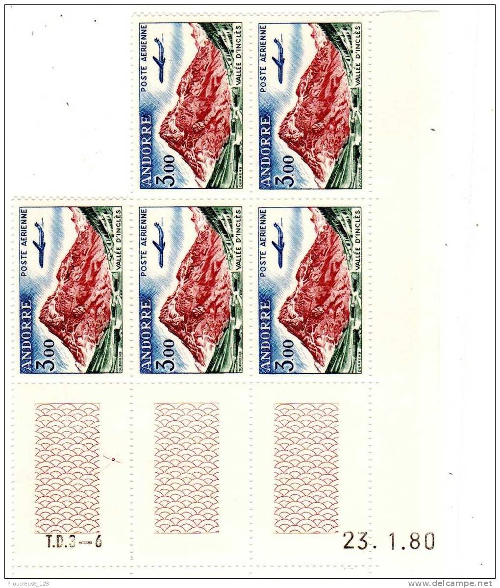 ANDORRE FRANCAIS - Poste Aérienne N°6 - CD De 5 TP **  TD3-6 -  5ème Tirage Du Mercredi 23/01/1980 - Poste Aérienne