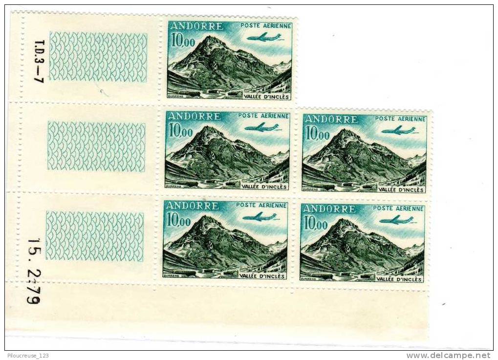 ANDORRE FRANCAIS - Poste Aérienne N°8 - CD De 5 TP **  TD3-13 -  4ème Tirage Du 15/02/1979 - Airmail