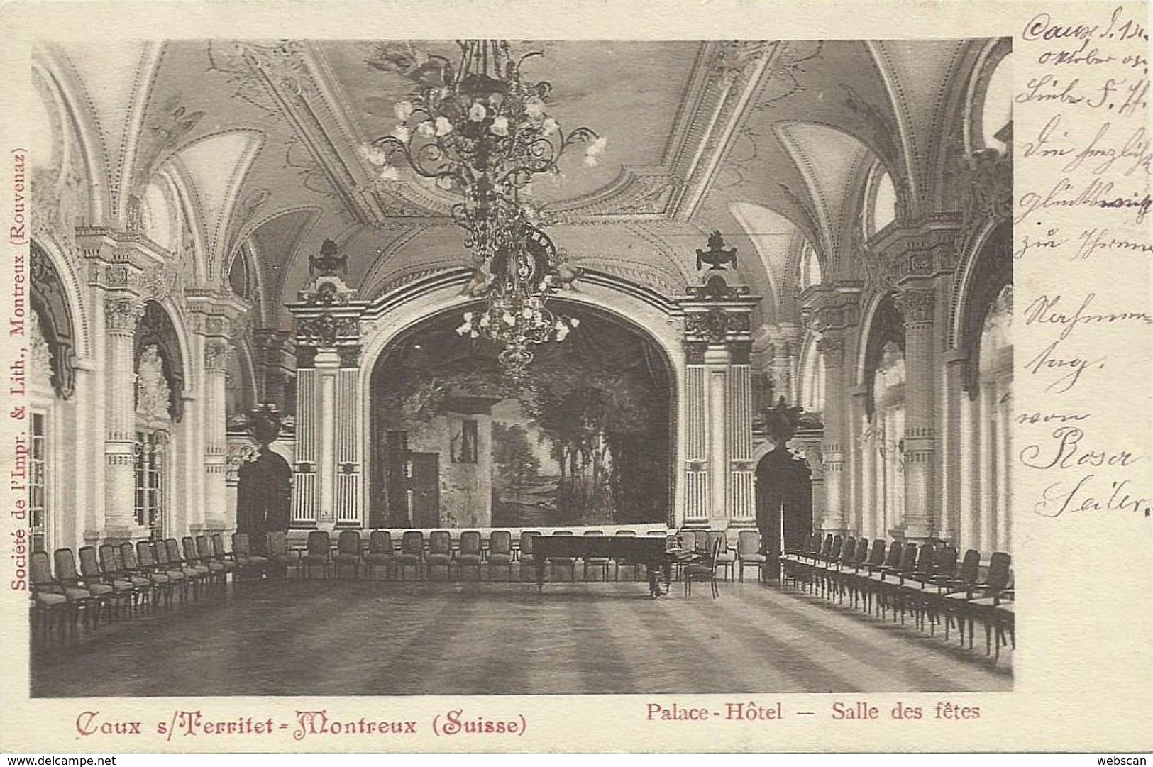 AK Montreux Caux Palace Hotel Salle Des Fêtes 1904 #01 - Montreux