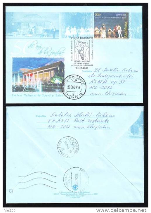 Moldova Moldavie 2007 FDC 1 COVER Entire Postal Stationery  With Theatre OPERA MUSIC. - Theatre