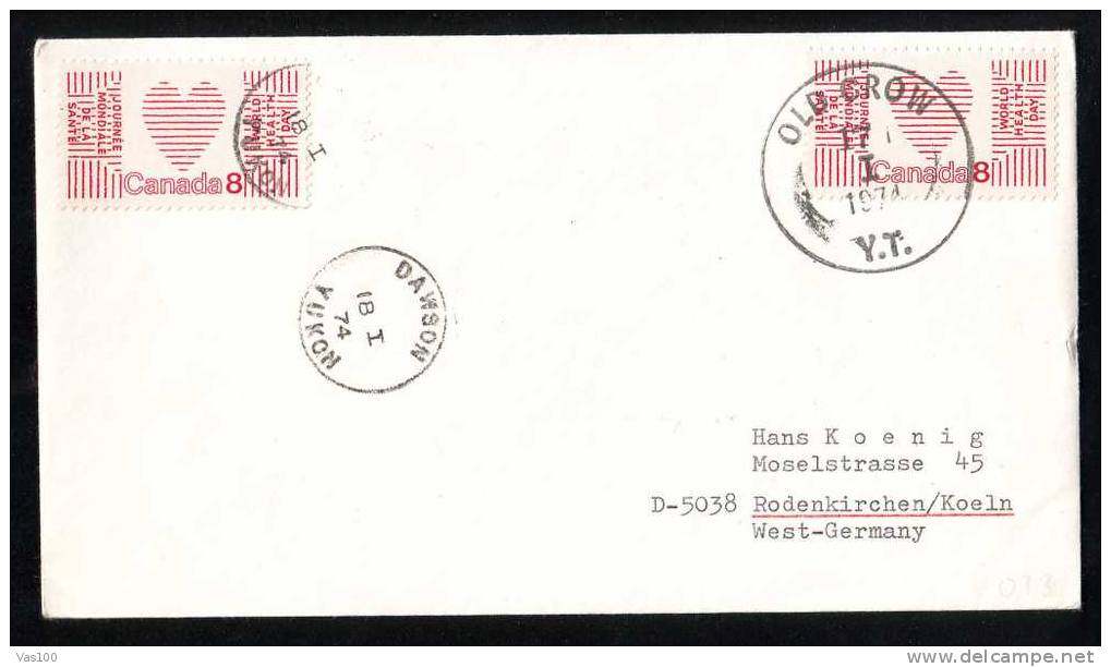 CANADA TO GERMANY ,JOURNEE MONDIALE DE LA SANTE 2 STAMP ON COVER! - Lettres & Documents