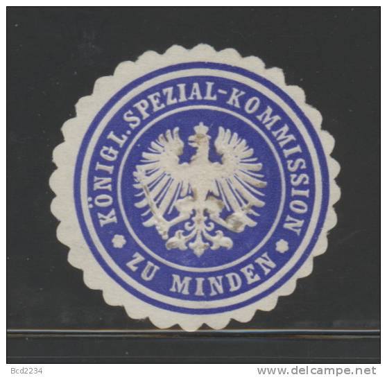 DEUTSCHSLAND PREUSSEN GERMANY PRUSSIA Siegelmarke Königliche Spezial - Kommission Zu Minden - Seals Of Generality