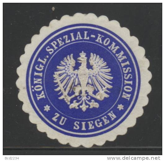 DEUTSCHSLAND PREUSSEN GERMANY PRUSSIA Siegelmarke Königliche Special - Kommission Zu Siegen - Gebührenstempel, Impoststempel