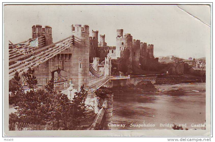 CONWAY  SUSPENSION. BRIDGE AND CASTLE. PONT. - Caernarvonshire