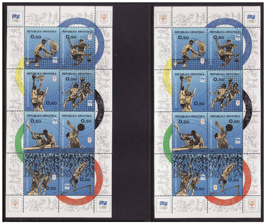 Croatia #RA53-54 F-VF Mint NH ** (see Description) IOC Centennial, Miniature Sheets Of 8 - Other & Unclassified