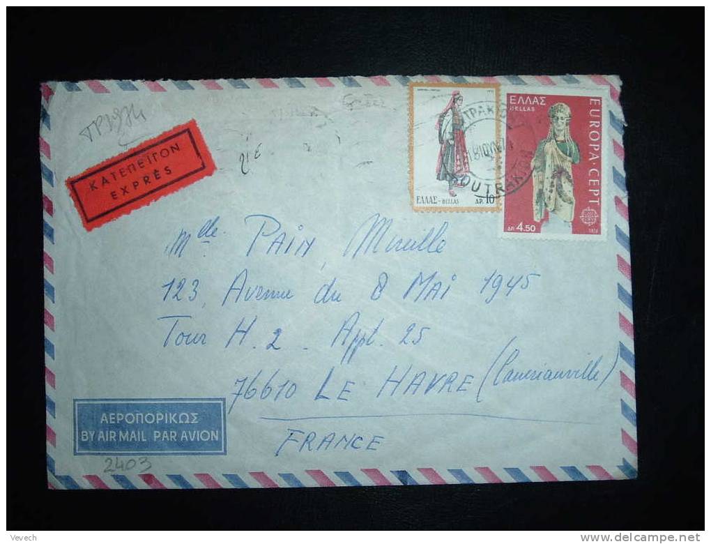 LETTRE TP GRECE EUROPA OBL. 18-06-1974 EN EXPRES - 1974