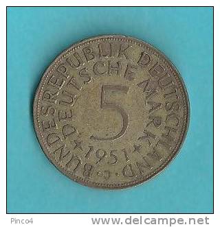 GERMANIA 5 MARCHI 1951 J - Altri & Non Classificati