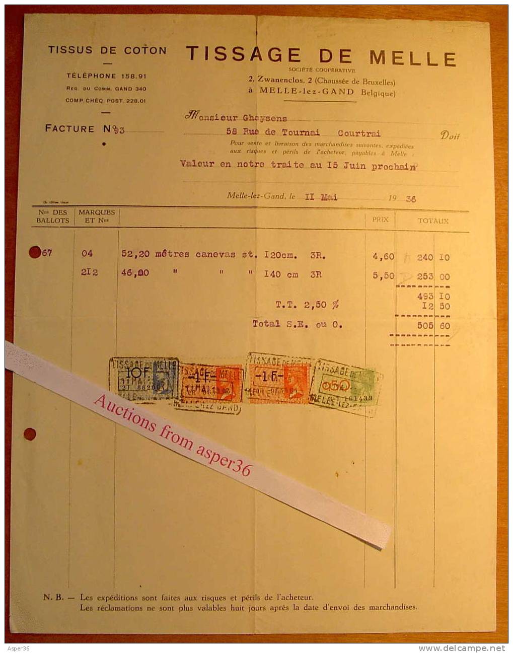 Tissage De Melle, Zwaneclos 1936 - Autres & Non Classés