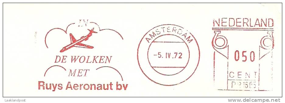 Netherlands Nice Meter "De Wolken Met Ruys Aeronaut"  Amsterdam 5-4-1972 Airplane - Airplanes