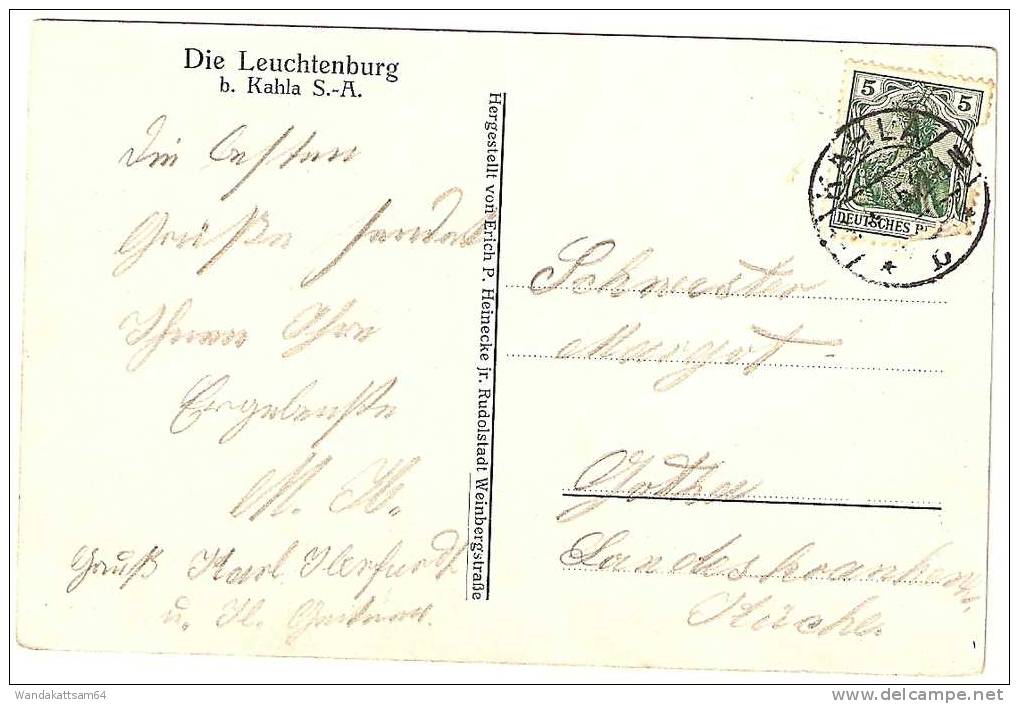 AK Die Leuchtenburg B. Kahla S.-A. 13.4.15. 12-1 N. KAHLA *b* Nach Gotha Mit 1 X 5 PF DEUTSCHES REICH "Germania" - Kahla