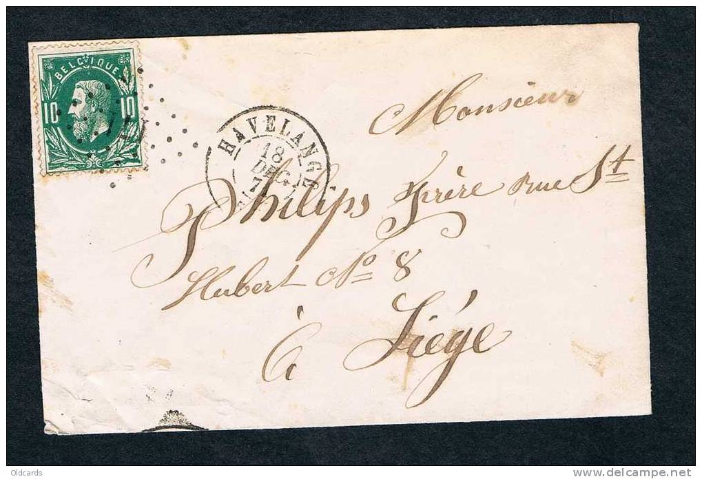 Belgique 1871. Lettre Affr. N°30 Lpts 171 Càd "HAVELANGE" - 1869-1883 Léopold II