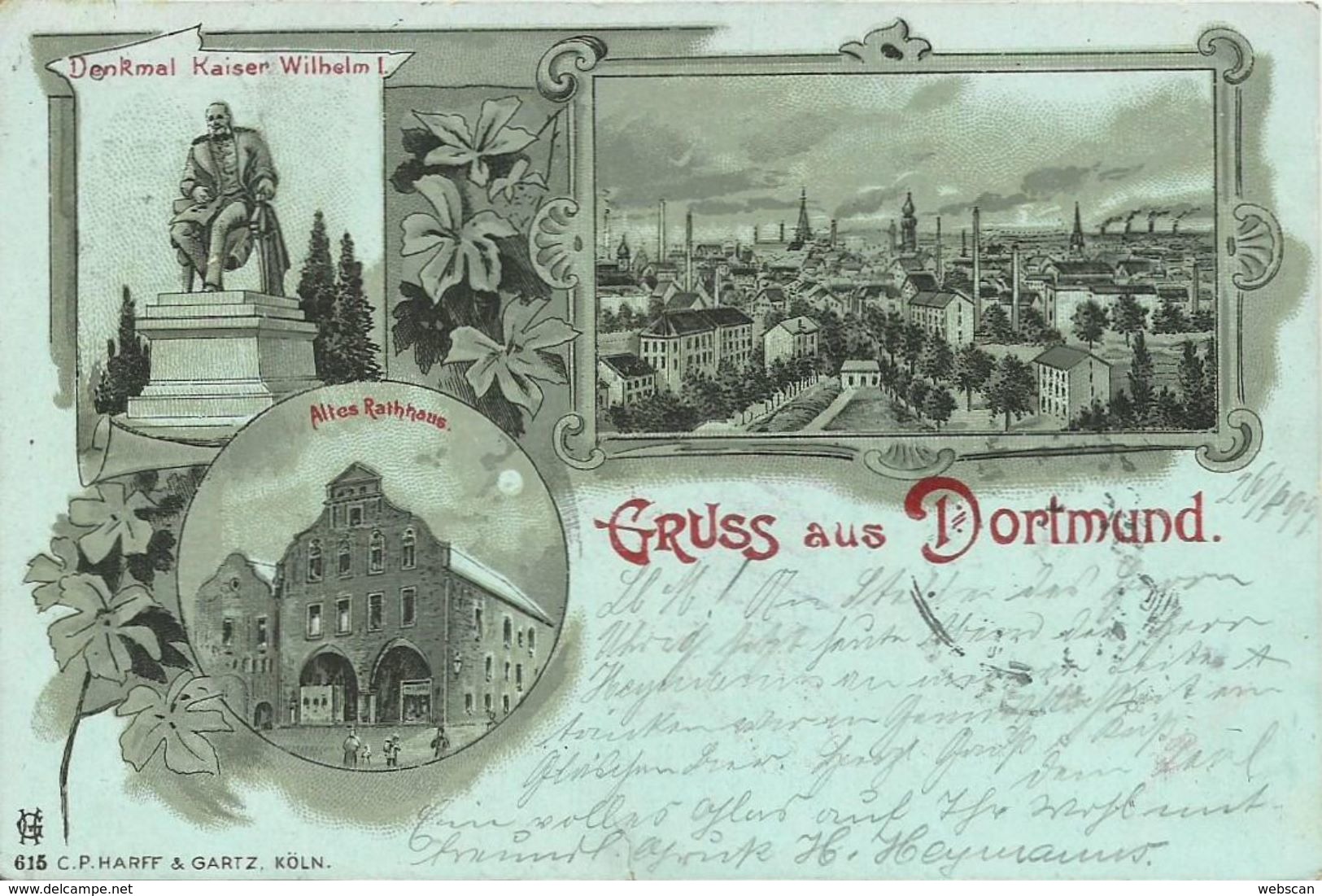 AK Dortmund Kaiser Wilhelm-Denkmal Rathaus Mehrbild Litho 1899 #20 - Dortmund