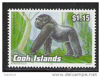 Q809.-.COOK ISLANDS .-. 1992 .-. SCOTT # : 1135 .-. MNH .-. GORILLA / GORILA . - Gorilla