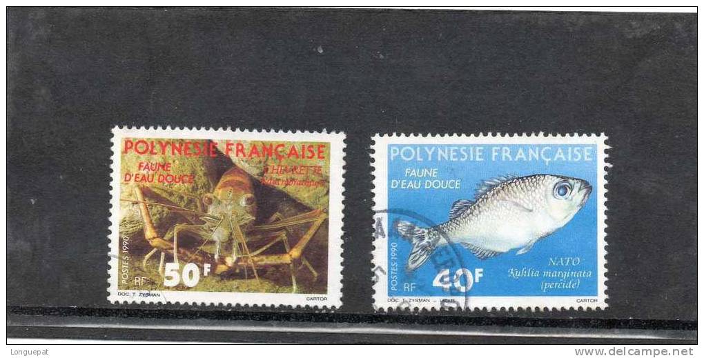 POLYNESIE Française : Faune D´eau Douce : Kuhlia Marginata, Et  Macrobrachium (crevette) - Pêche - Used Stamps