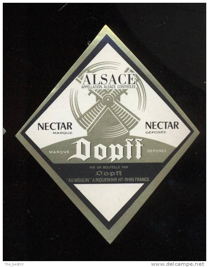 Etiquette De Vin D'Alsace   -   Nectar  -  Dopff à Riquewihr  (68)  -  Moulin à Vent - Moulins à Vent